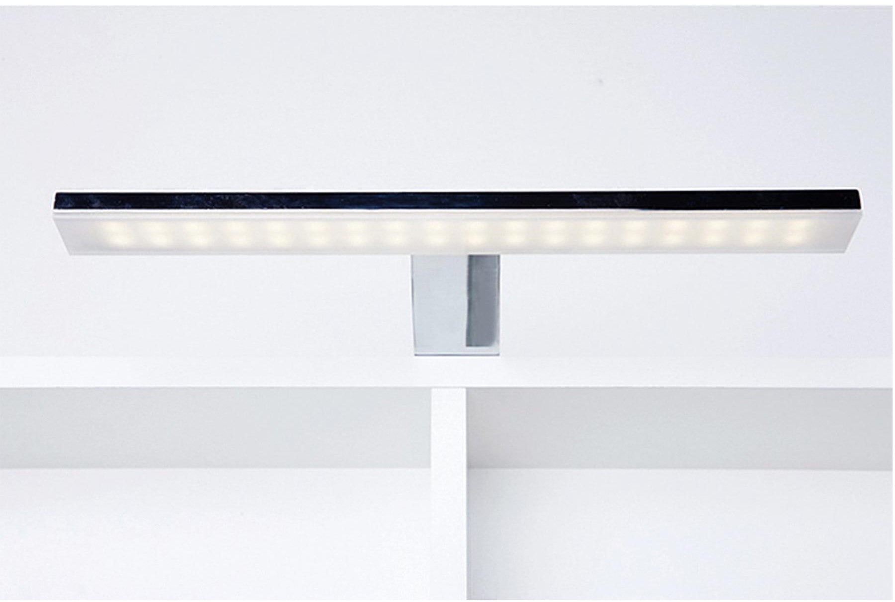 Bathroom Mirror Cabinet with Light and Shaver Plug 460mm shelf interior light on in a bathroom