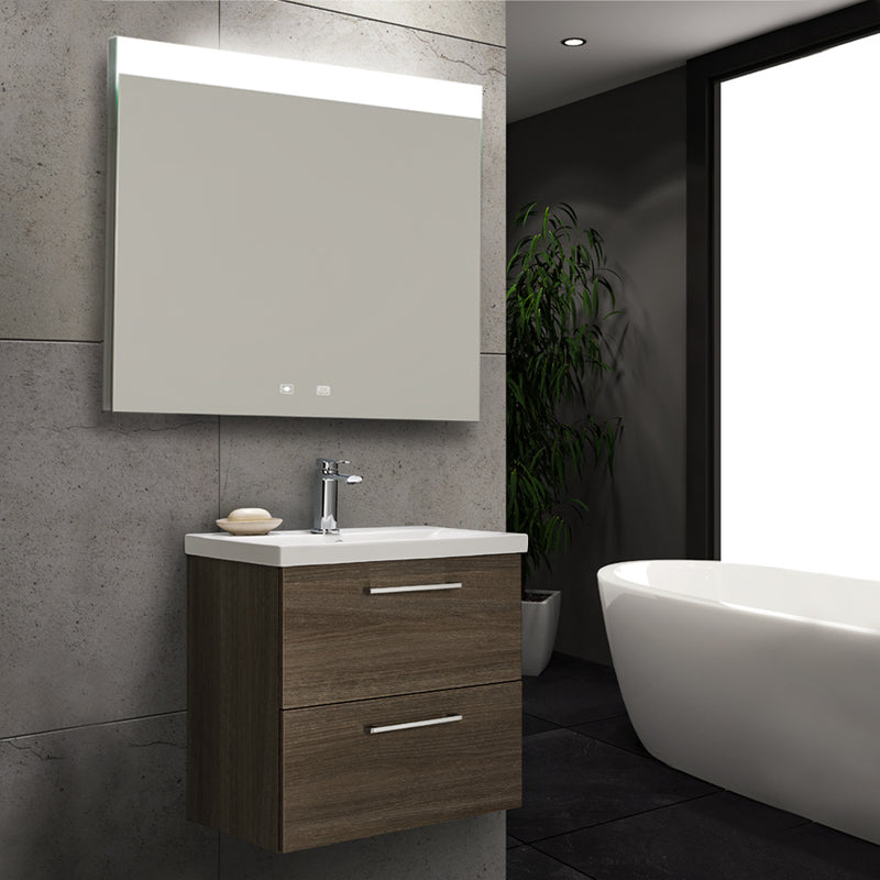 Miroir de salle de bain éclairé avec tampons anti-buée et interrupteur tactile - 800 x 600 mm