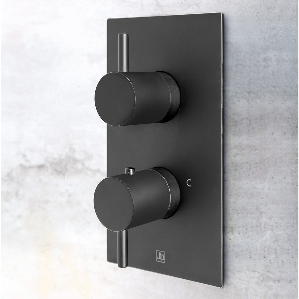 VOS 2 Outlet Thermostatic Concealed Shower Valve Matt Black -Tapron Main image