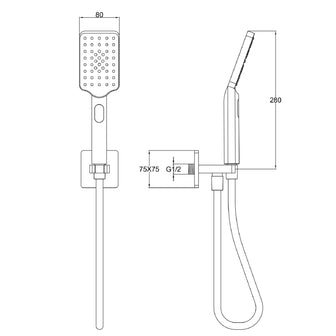Brushed Black Square Outlet Elbow with Hose and Shower Handset Secondary image