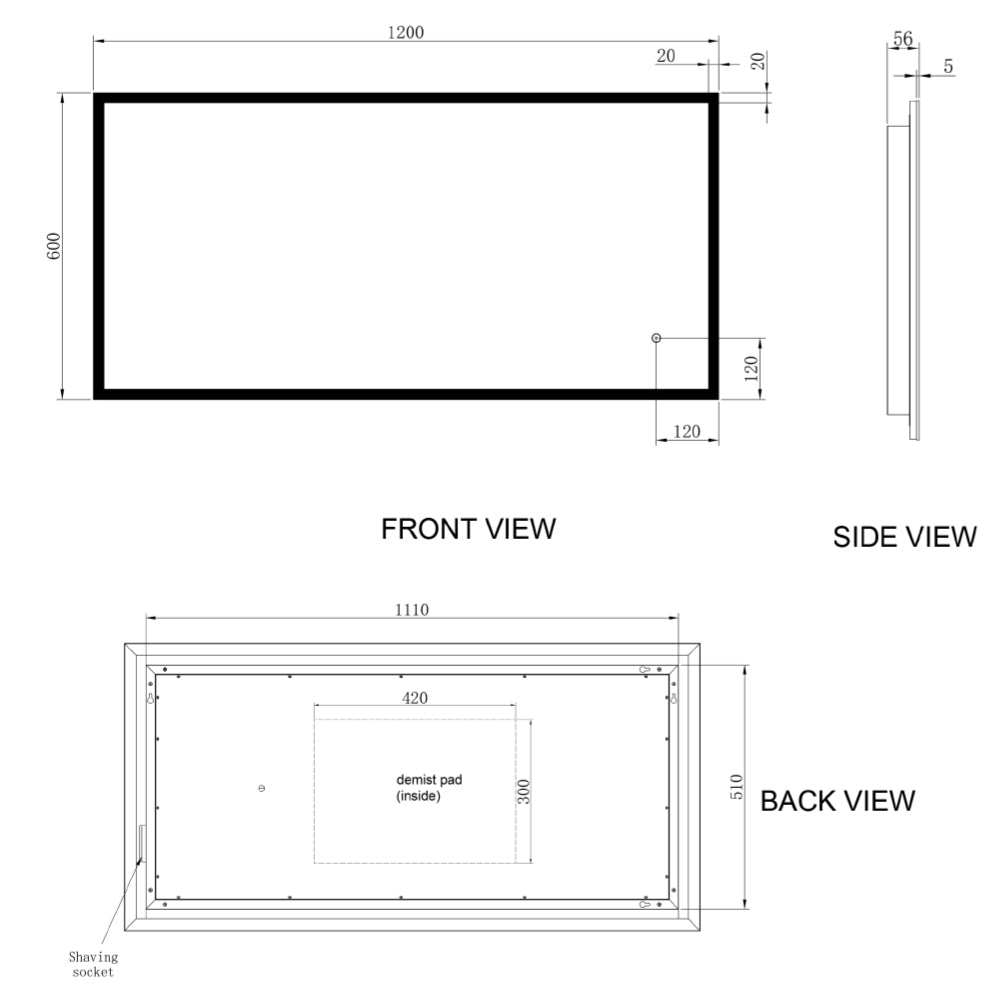 LED Bathroom Mirror with Touch Switch and Demister Pad Secondary image
