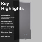 LED Bathroom Mirror with Demister and Touch Switch-Tapron