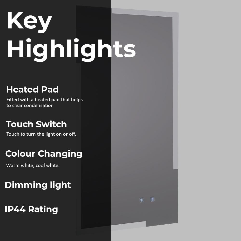 LED Bathroom Mirror with Demister and Touch Switch-Tapron