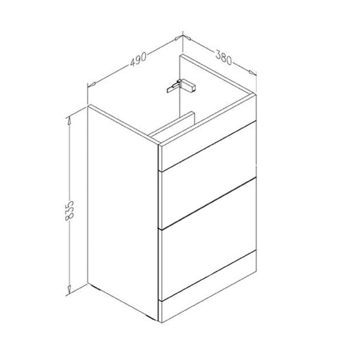 floor standing vanity units with basin Technical Drawing