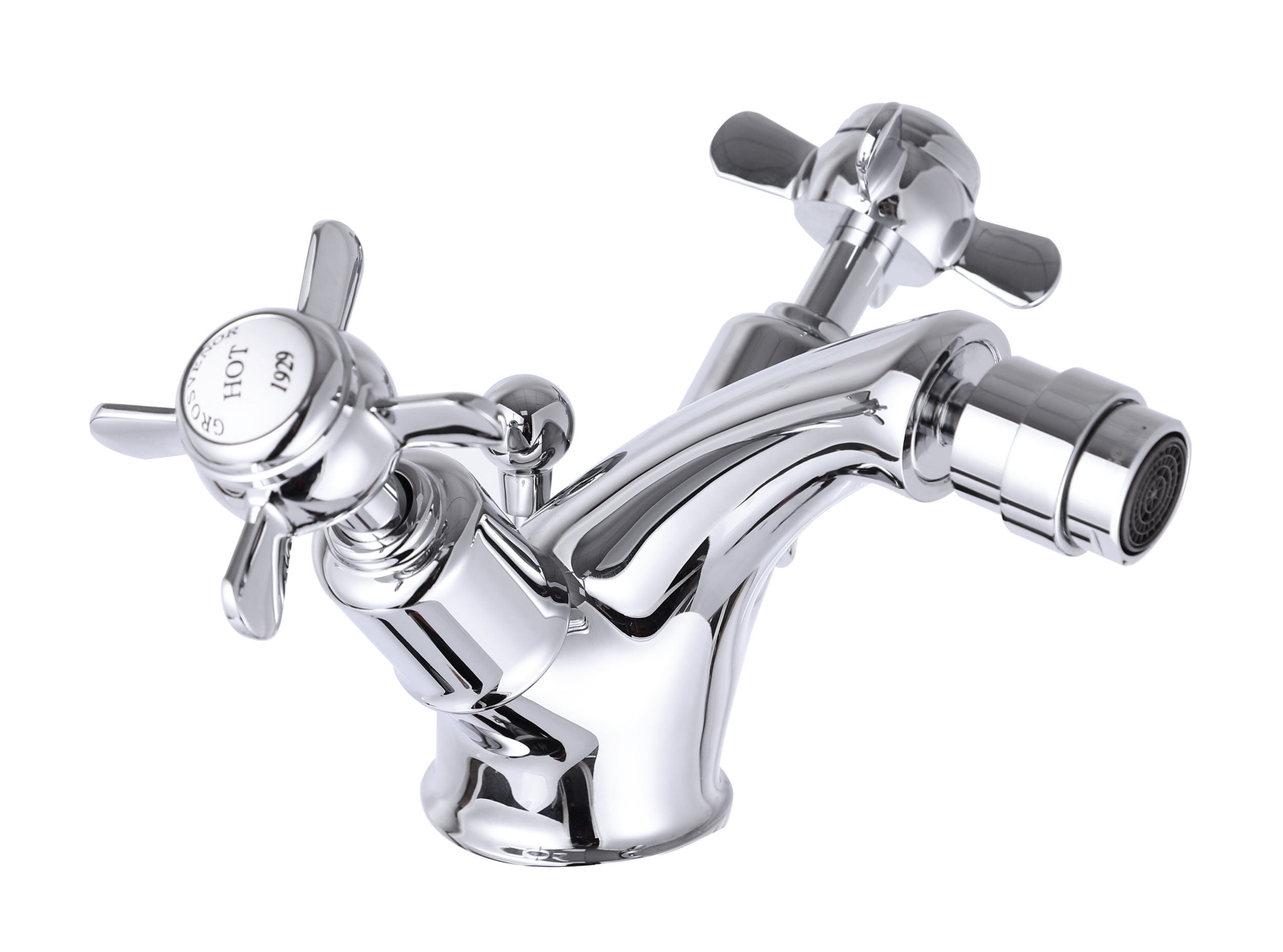 Traditional Pinch Bidet Mixer Tap with Pop Up Waste - Chrome Secondary image
