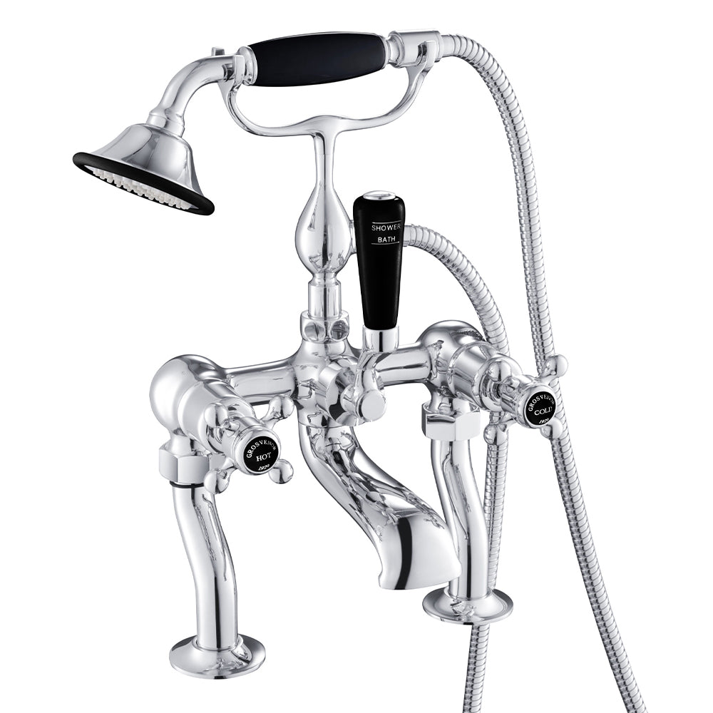 Traditional Deck Mounted Bath Mixer Tap with Shower Handset Secondary image