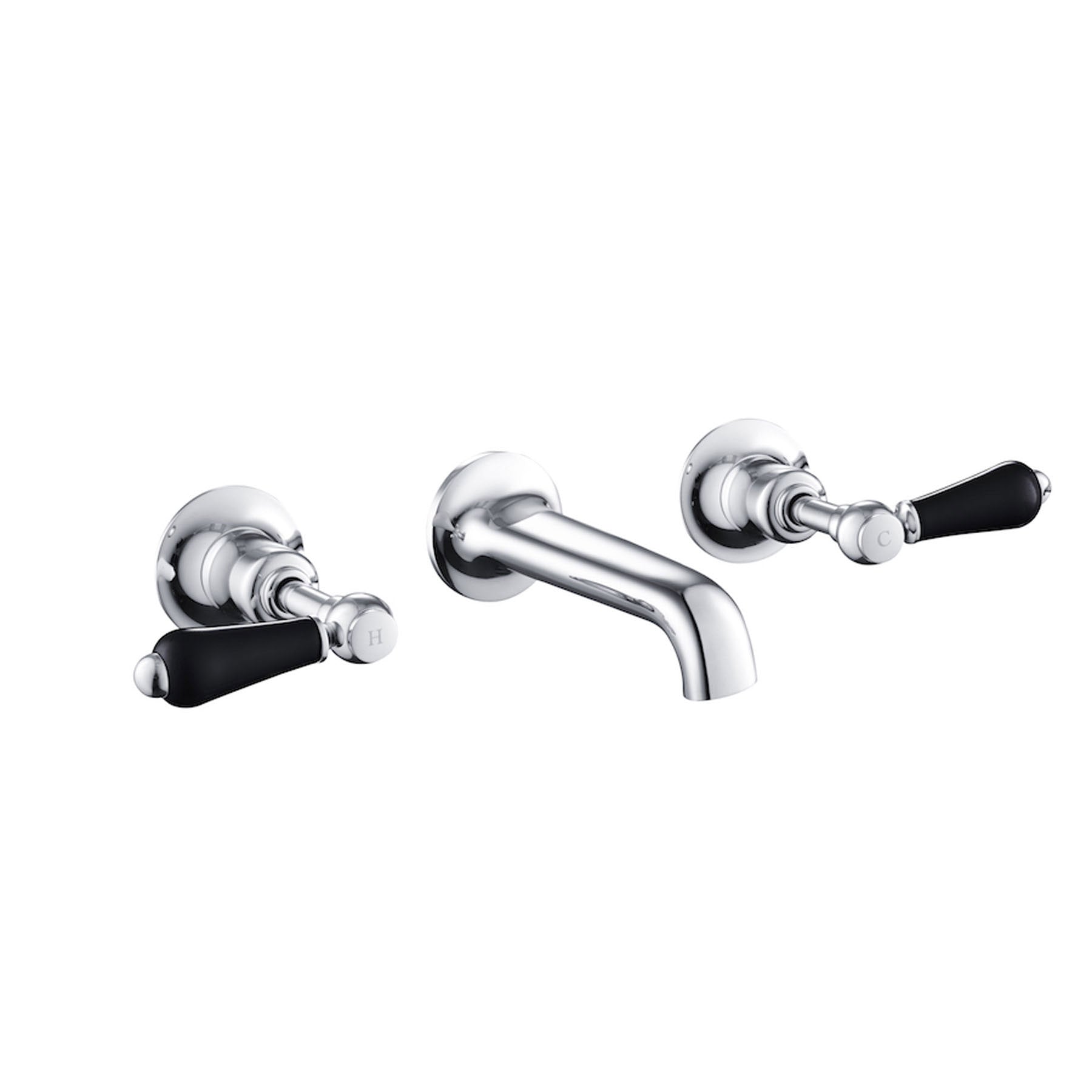 Wall-Mounted Basin Tap with Black Lever Handle - Chrome Finish Secondary image