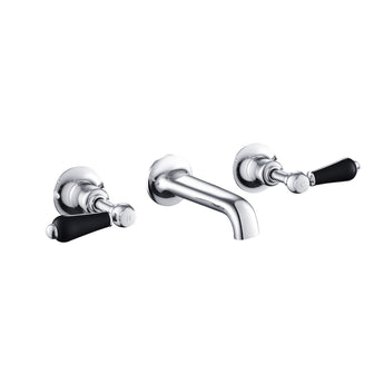 Wall-Mounted Basin Tap with Black Lever Handle - Chrome Finish Secondary image