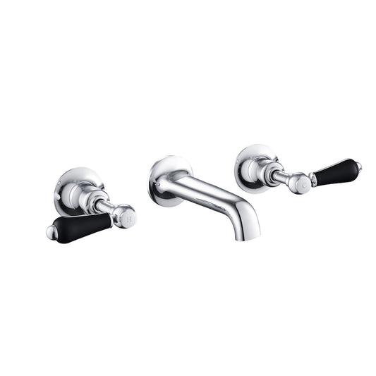 Wall-Mounted Black Basin Tap with Elegant Lever Handle 1800