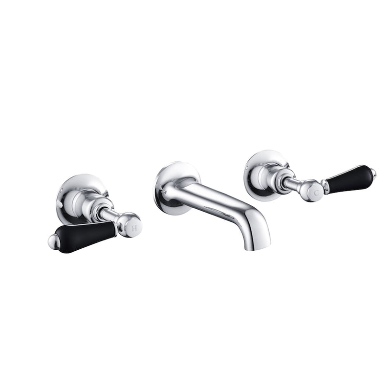 Wall-Mounted Black Basin Tap with Elegant Lever Handle