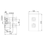 Black Thermostatic Concealed 2 Outlet Shower Valve technical drawing Tapron
