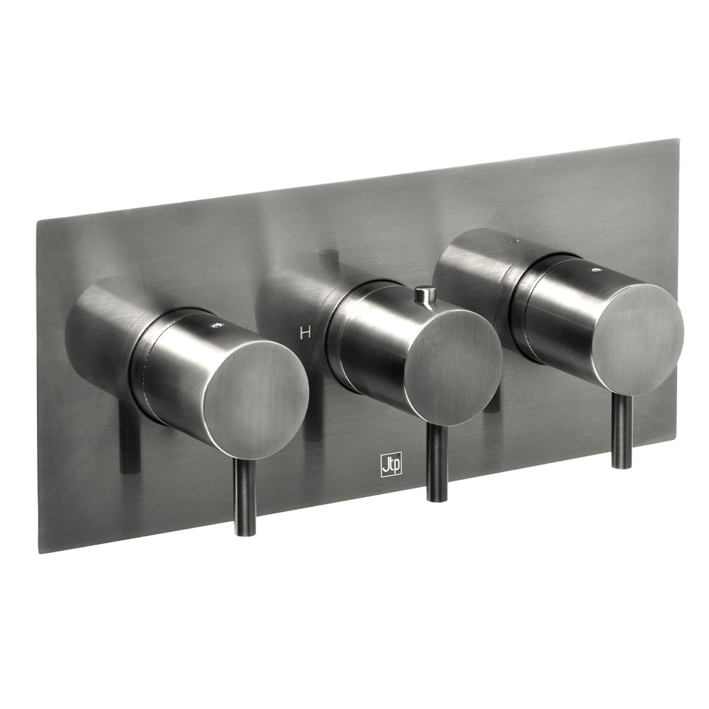 3 Outlet Thermostatic Concealed Valve Horizontal Brushed Black [27692ABBL] Main image