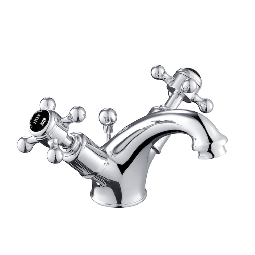 Black Crosshead Basin Mixer Tap with Pop-up Waste