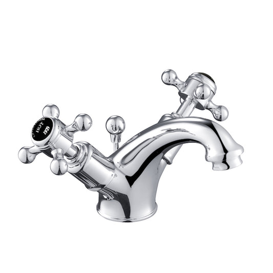 Black Crosshead Basin Mixer Tap with Pop-up Waste 1000