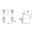  bath filler tap chrome - technical drawing 
