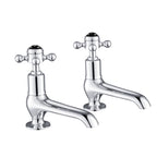 Black Crosshead Long Nose Basin Pillar Taps
