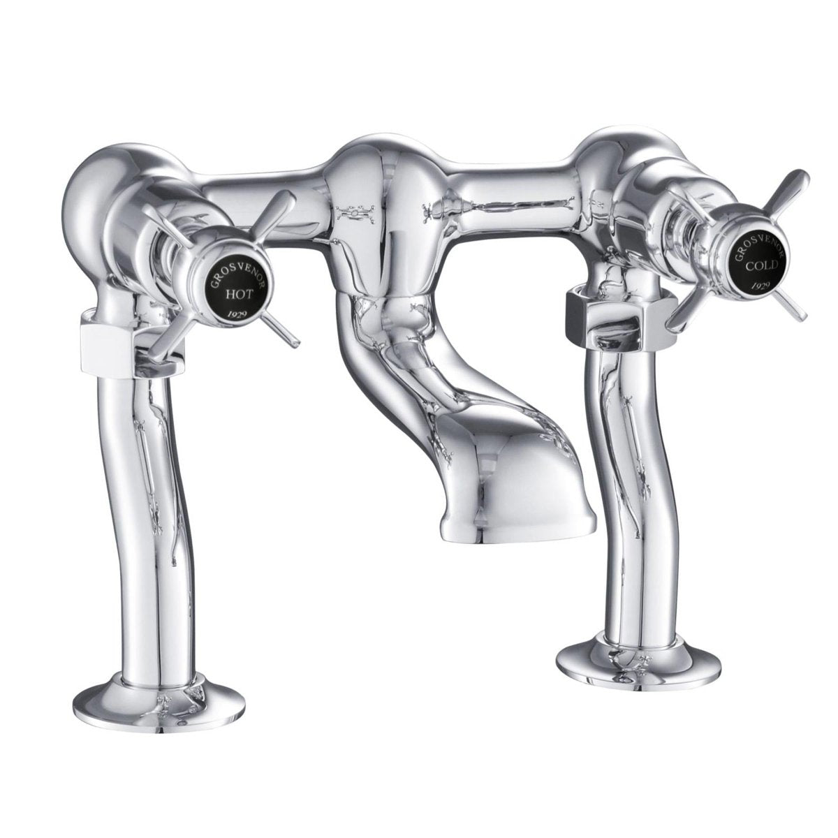 Traditional Deck Mounted Bath Filler with Crosshead Handles