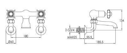 Wall mounted bath filler tap