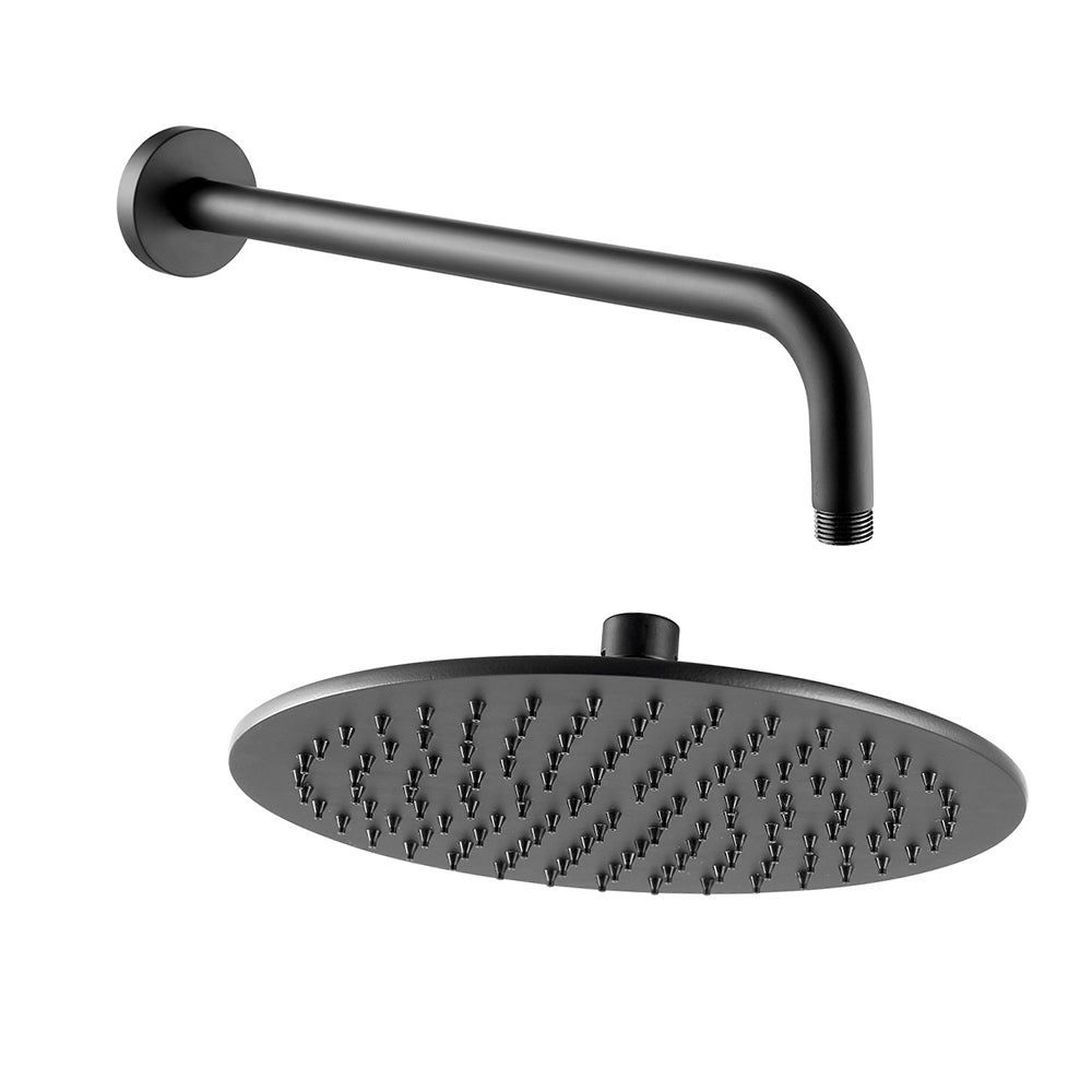 Matt Black Rain Shower Head 300mm with Wall Mounted Shower Arm 400mm Secondary image