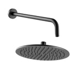 black wall mounted shower head and arm 