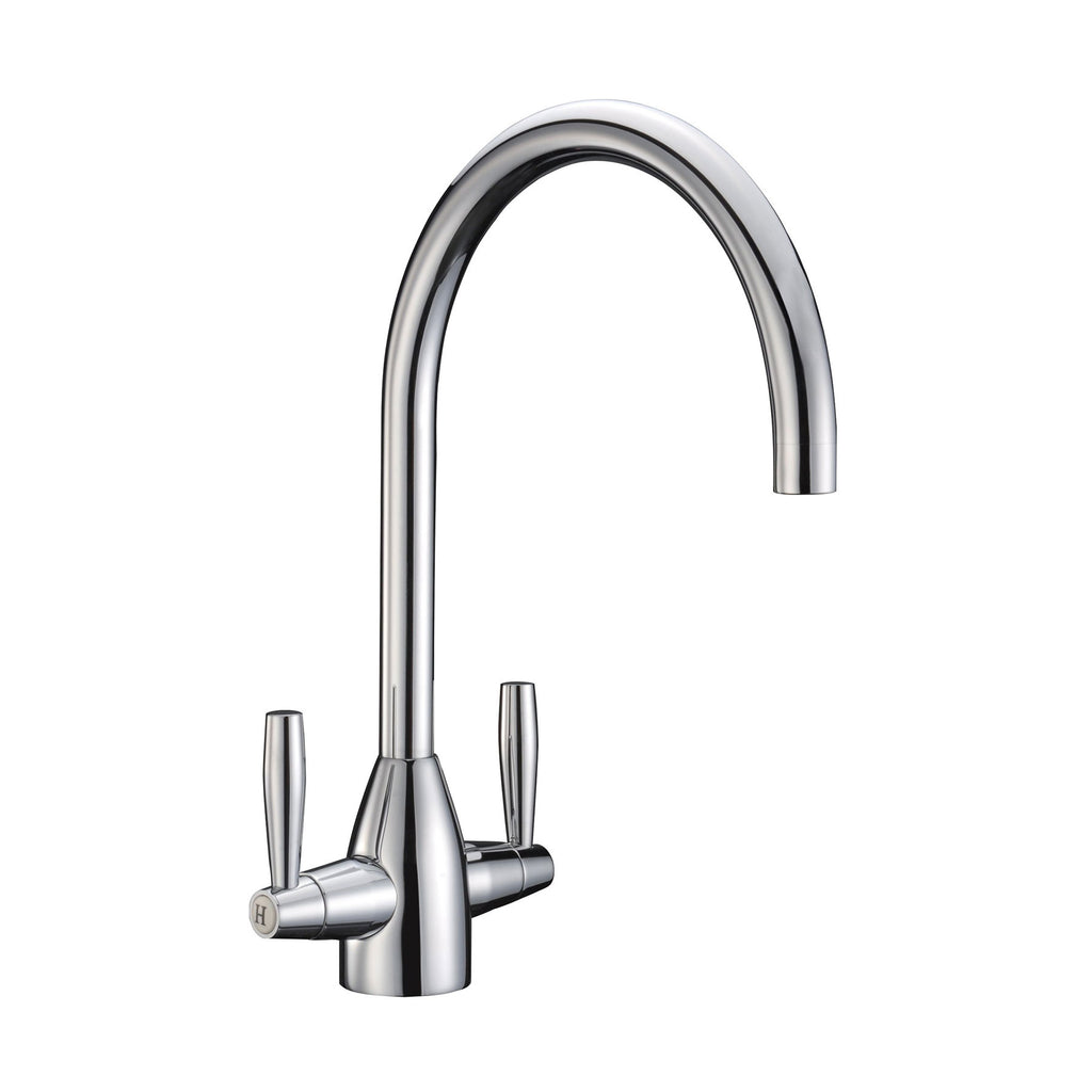 Blink Twin Lever Monobloc Kitchen Mixer Tap - Chrome Finish