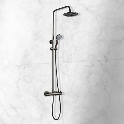 Black Shower Mixer Kit with Exposed Shower Valve - Brushed Black