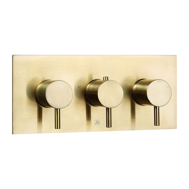 Brushed Gold 3 Outlet Thermostatic Concealed Shower Valve - Horizontal -Tapron