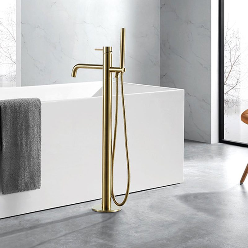 Brushed Gold Floor standing Bath Shower Mixer Tap with kit