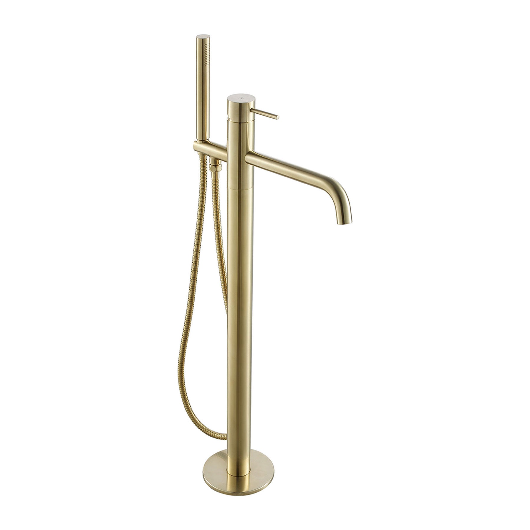 Gold Freestanding Bath Shower Mixer Tap with Kit - Brushed Brass Secondary image