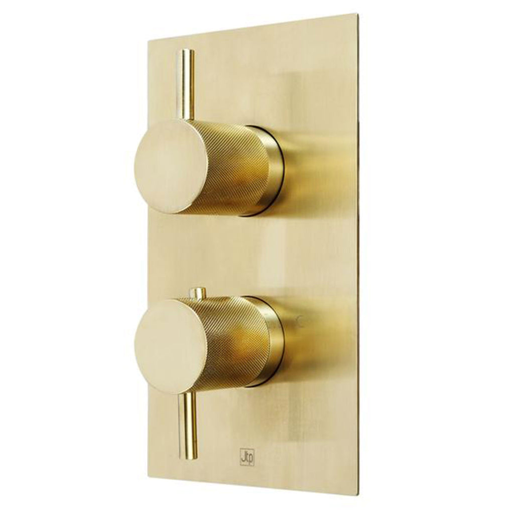 Brushed Gold One Outlet Thermostatic Concealed Valve with Designer Handle and Vertical orientation