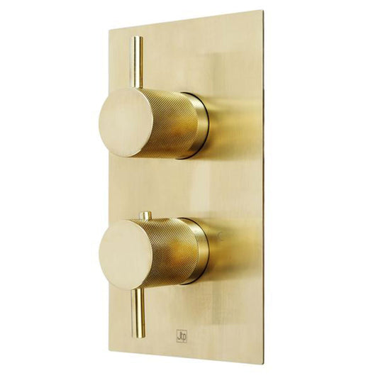 Brushed Gold One Outlet Thermostatic Concealed Valve with Designer Handle and Vertical orientation 1800