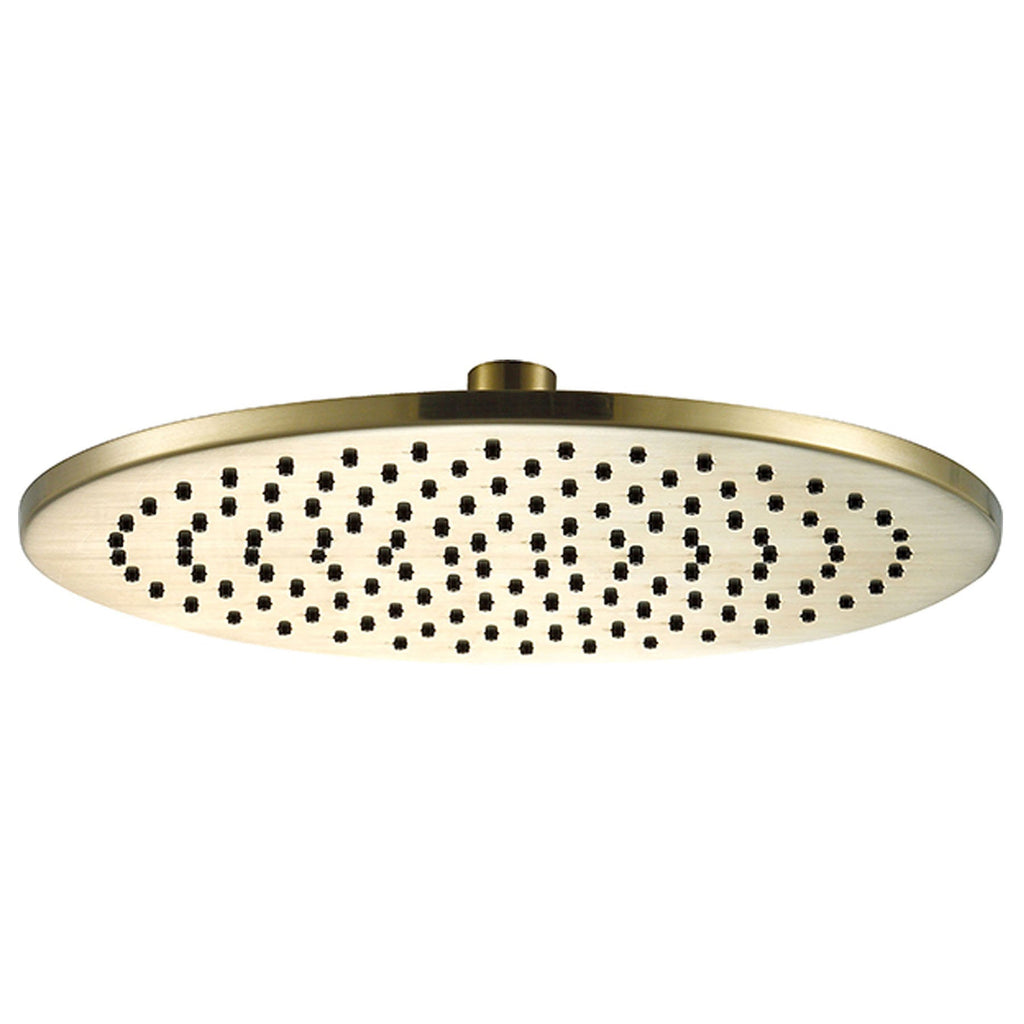 Vos Round Gold Shower Head, 250mm - Brushed Brass Finish