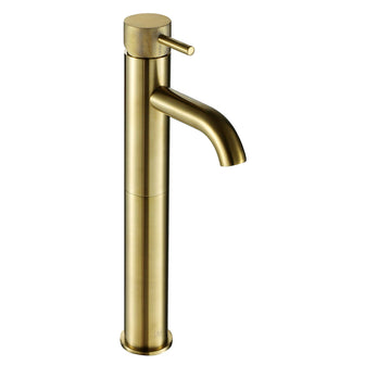 Brushed brass tall basin tap Main image