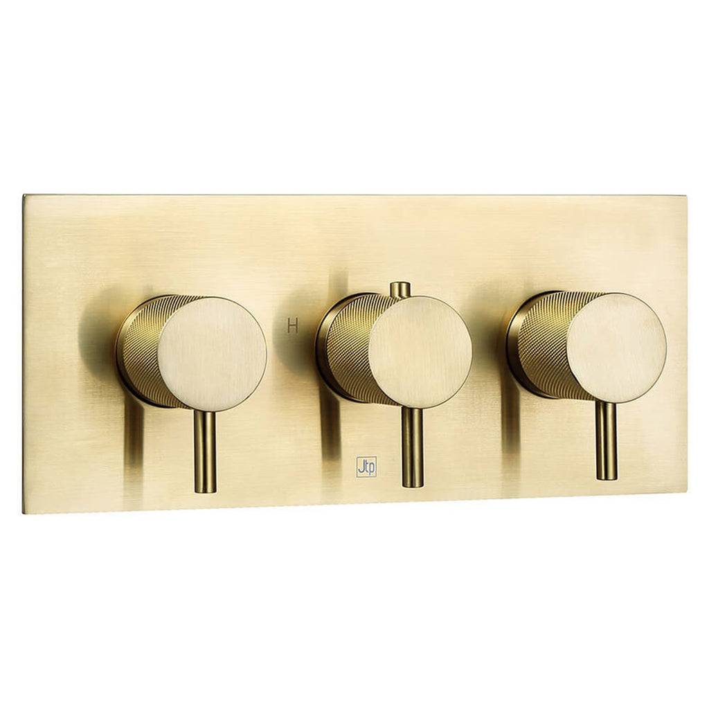 Brushed Gold 3 Outlets Thermostatic Concealed Shower Valve with Designer Handle