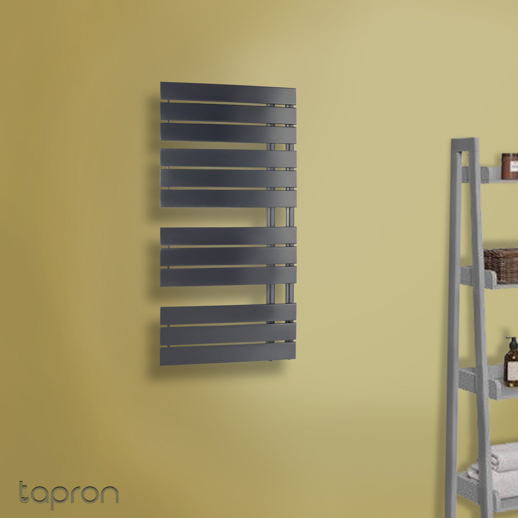 dual fuel black towel rail