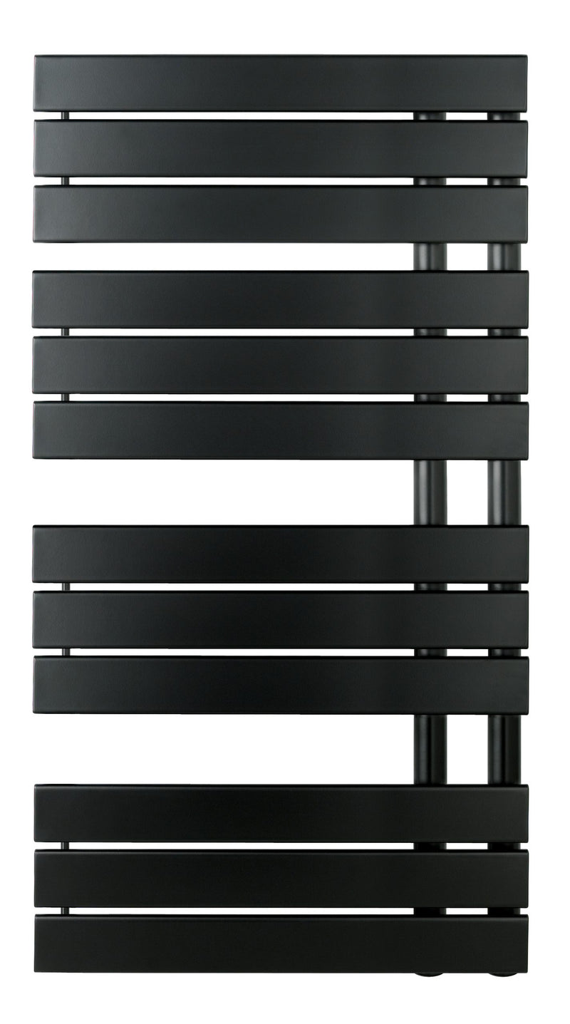 Black heated towel rail radiator