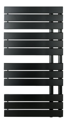 Black heated towel rail radiator