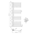 CLEO Stainless Steel Open-Side Heated Towel Rail Radiator Technical Drawing