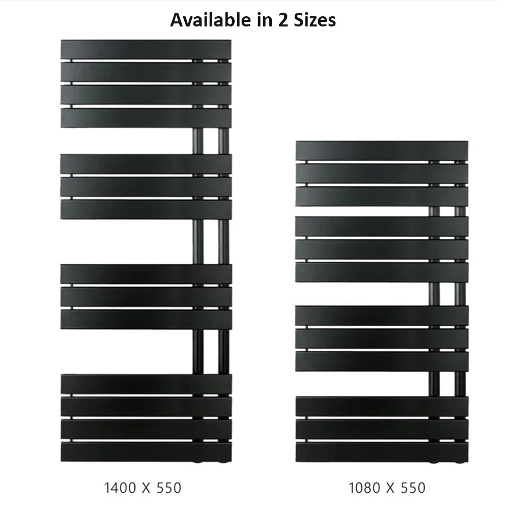Tol Radiators Bathroom Radiator Matt Black | Dual Fuel Towel Heated Rail | Tapron UK