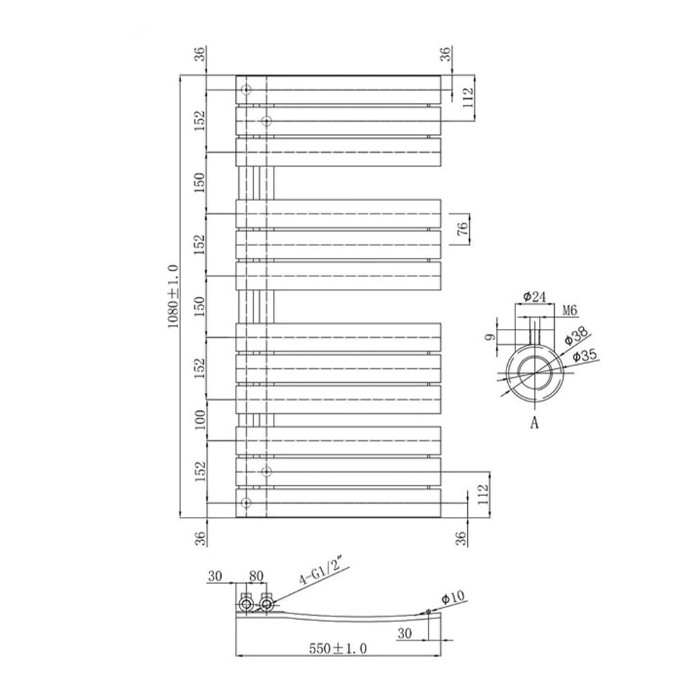 Radiator Brushed Black Technical Drawing