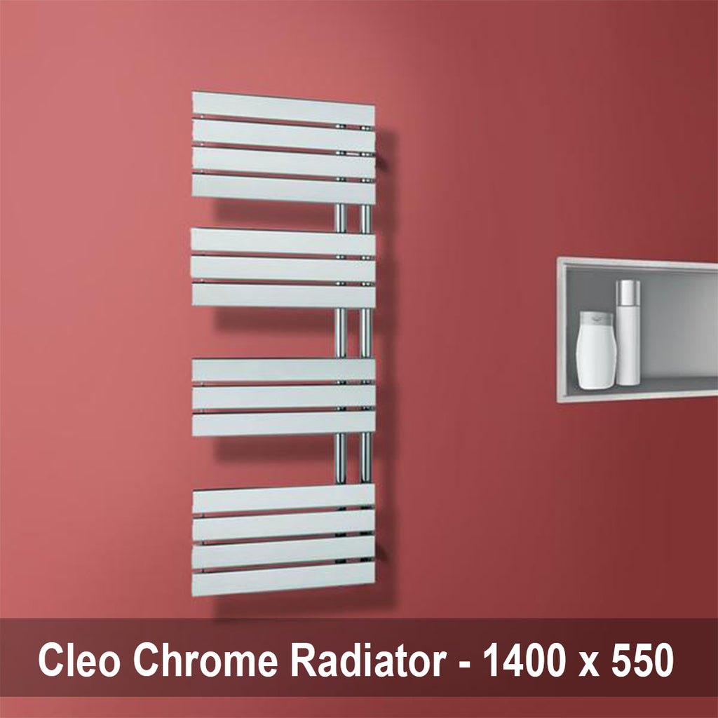CLEO Open-Side Chrome Towel Radiator - 1400mm X 550mm
