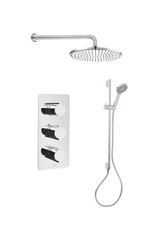 Curve Thermostatic Shower Valve & Shower Rail with Wall Outlet - Tapron