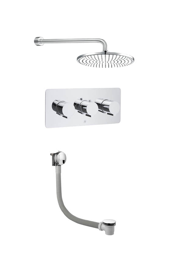 Luna Thermostatic 2 Outlet Shower Valve, Slimline Exofil, Click Clack