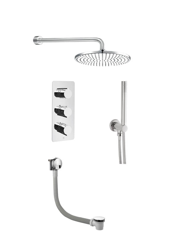 Curve Thermostatic 3 Outlet Shower, Exofil With Click Clack Waste - Tapron