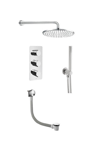 Curve Thermostatic 3 Outlet Shower, Exofil With Click Clack Waste - Tapron