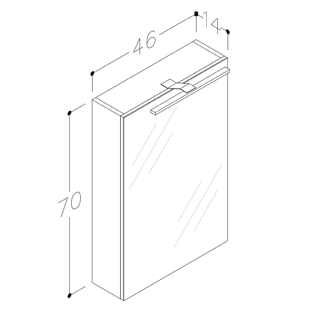 White Mirror Cabinet Technical Drawing