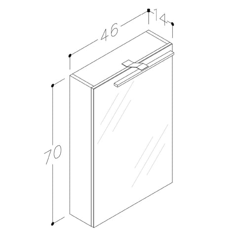 White Mirror Cabinet Technical Drawing