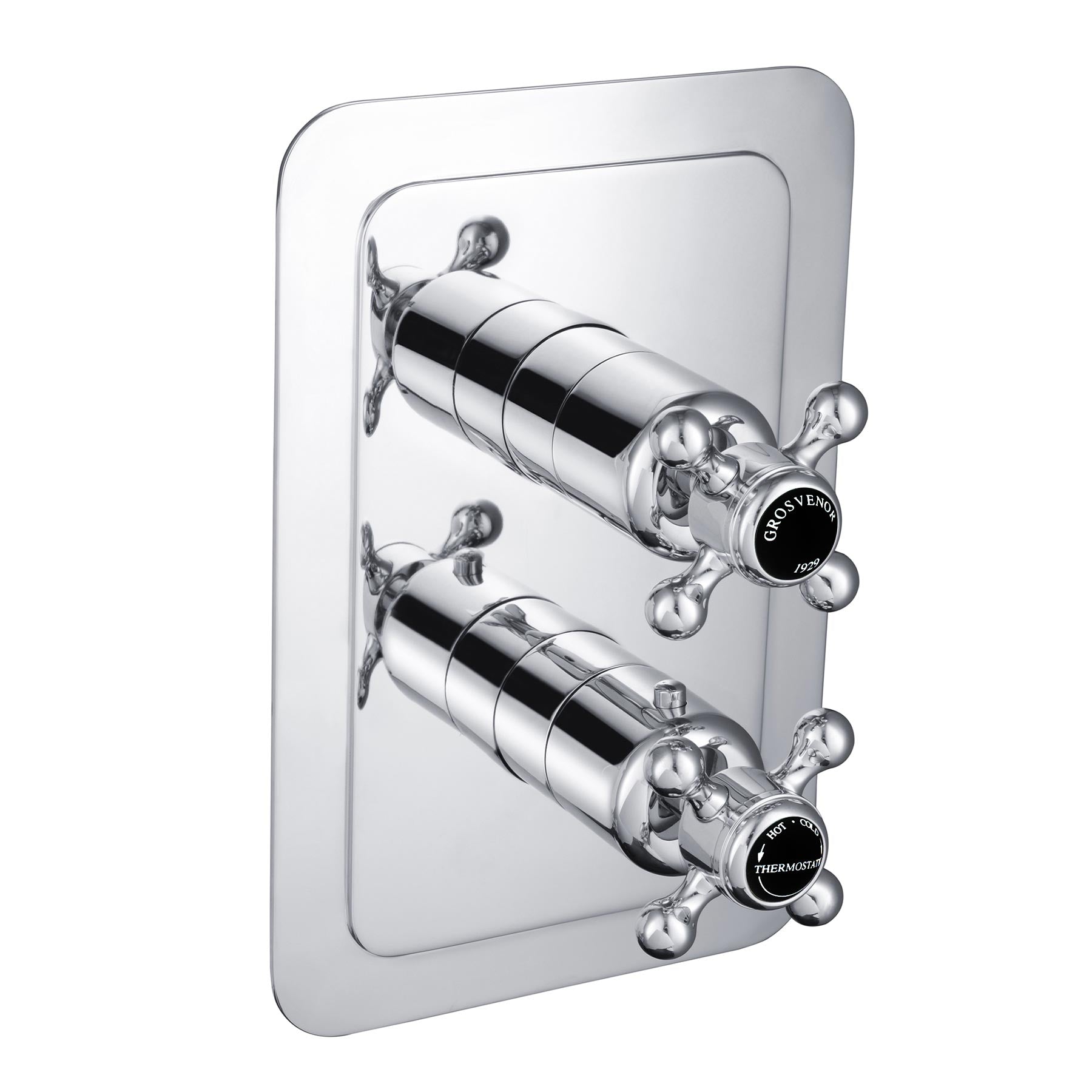 Chester Black Crosshead 1 Outlet Concealed Thermostatic Shower Valve - Vertical. 