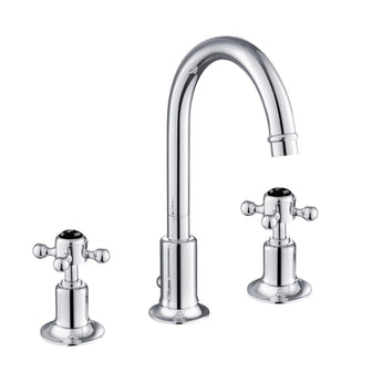 Traditional 3 Hole Deck Mounted Basin Mixer Tap with Crosshead Handles Secondary image