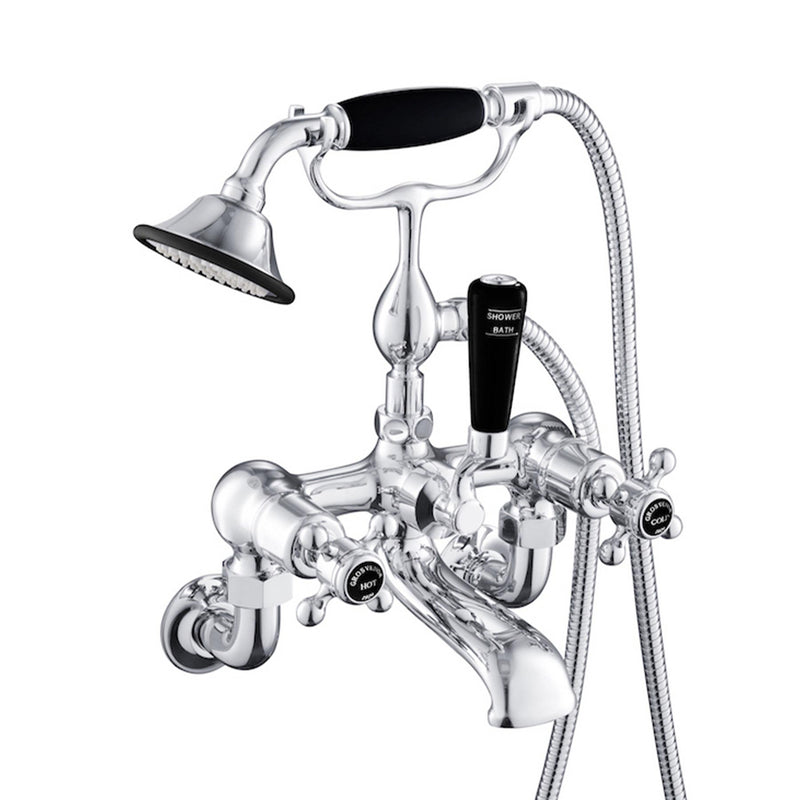 Black Crosshead Shower Mixer Wall Mounted with Kit